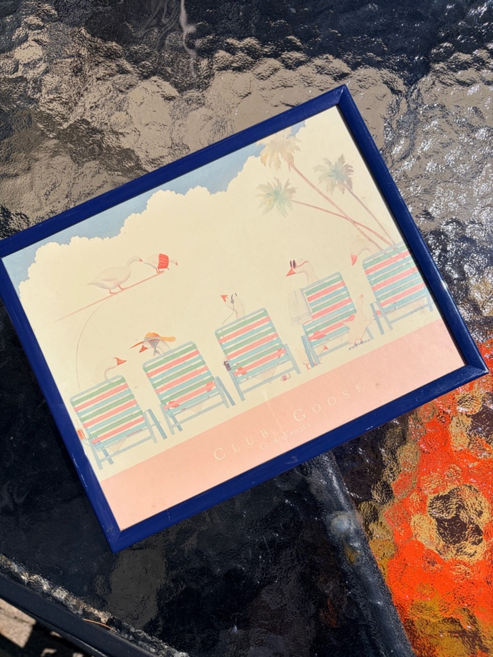 Goose Club Monaco Blue Framed artwork - Pink & Aqua Beach Chairs